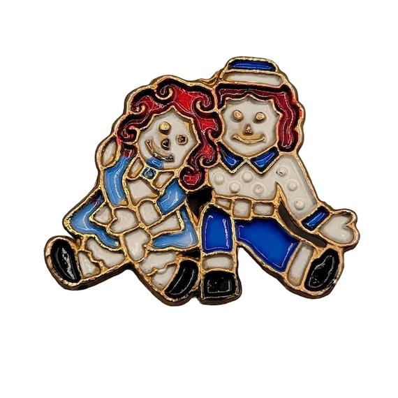 Mamselle Brooch Raggedy Ann and Andy Enamel Pin - image 1