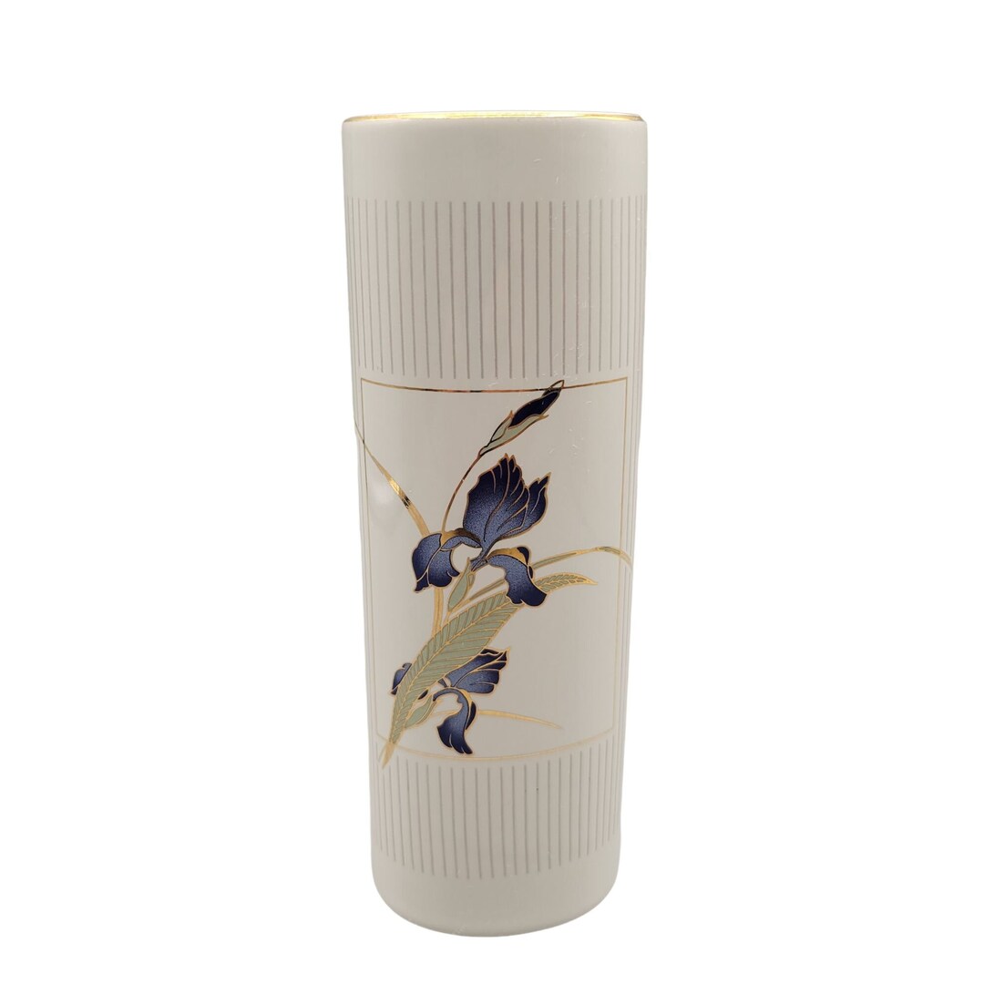 Vintage Otagiri Grand Iris Oval Bud Vase Porcelain 6 Etsy