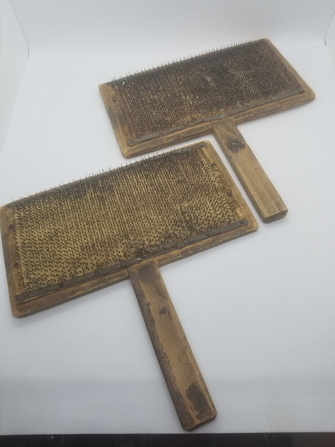 Antique Wool Hand Carders Wool Combs Paddles Primitive Etsy