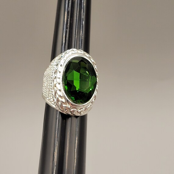 Emerald Green Statement Ring Rhinestone Faceted S… - image 10