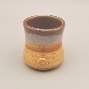 Studio Art Pottery Mini Cup Pot Vessel Desert Color Blue Brown Terracotta Signed