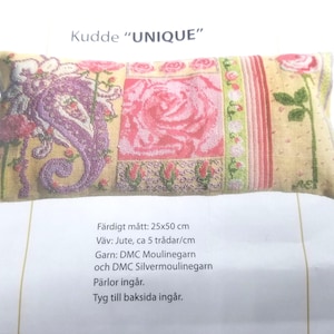Kudde &quot;Unique&quot; Swedish Cross Stitch Cushion Pillow Sampler Kit Anette Eriksson