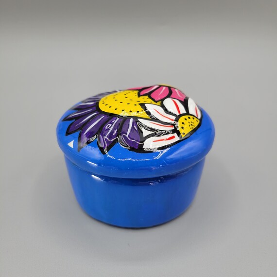 Hand Painted Ceramic Trinket Box with Lift Off Lid Br… Gem