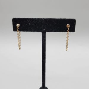 14Kt Gold Filled Link Chain Drop Earrings With Attached Push Back Closure