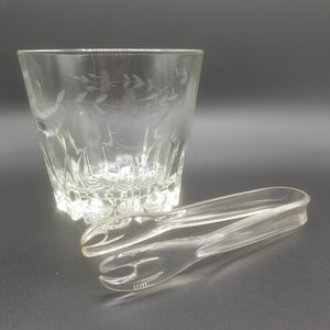 Princess House Heritage Pattern Glass Ice Bucket and Tongs