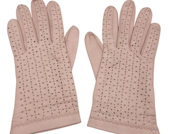 1950s Leather Dusty Pink Gloves Womens Size XS Buttery Soft Kid Leather