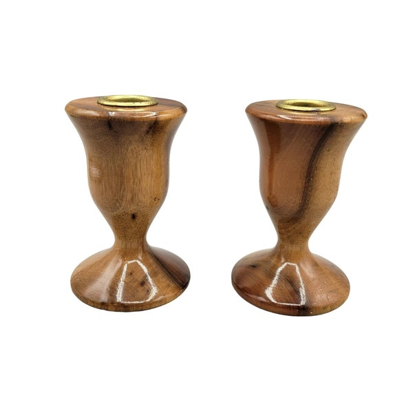 Myrtlewood Candlestick Holders Turned Footed Pedestal Hand Crafted in Oregon Set