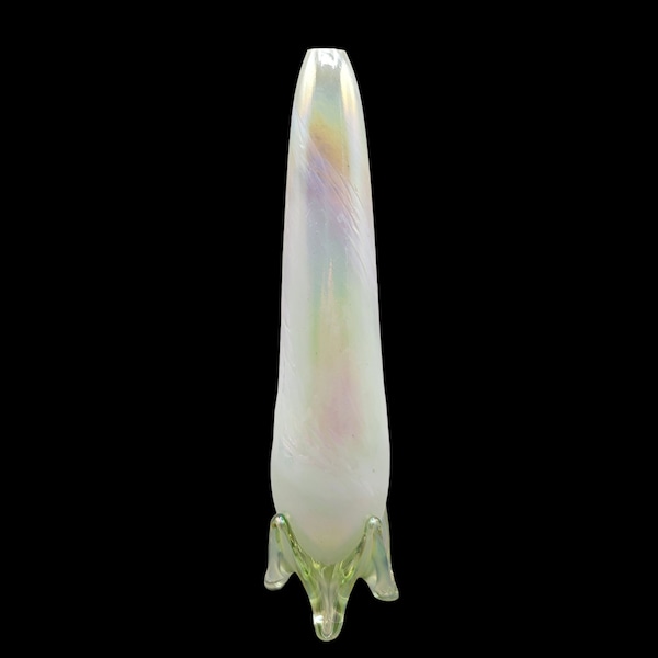 Mt St Helens Ash Glass Vase Iridescent Shimmery Footed Bud Vase