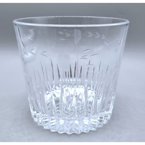 Princess House Heritage Ice Bucket 5.5&quot; Lead Crystal Blown Glass Etched