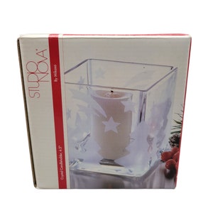 Mikasa Studio Nova Winter Frost Crystal Candleholder Square Frosted Christmas