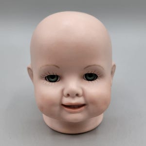 Vintage Georgene Averill Doll Head Germany Repro Porcelain Bisque Green Eyes