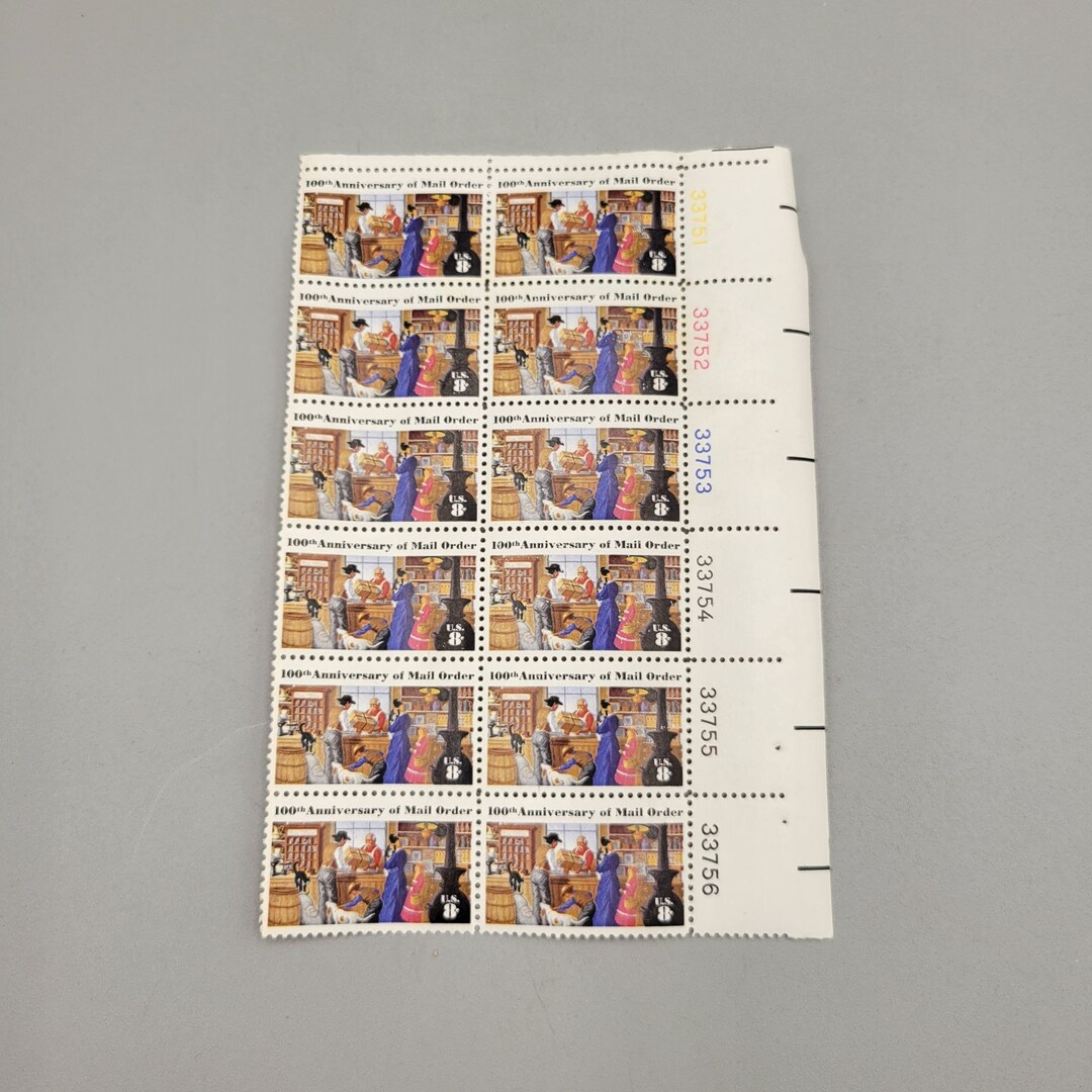 1970s USPS 100th Anniversary of Mail Order Pane of 12 8 Cent Stamps - Etsy