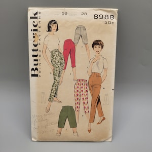 Butterick 1960&#39;s Capris Bermuda Shorts Long Hi Rise Pants #8988 Waist 28