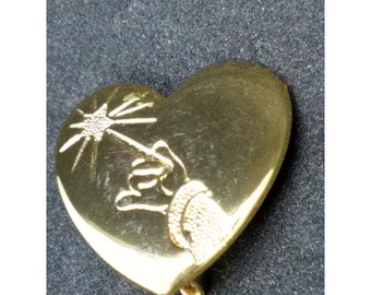 Official Disney The Variety Club Arm & Wand Goldtone Pin Brooch Heart Shaped