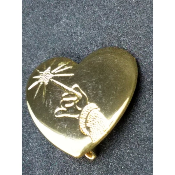 Official Disney The Variety Club Arm & Wand Goldtone Pin Brooch Heart Shaped