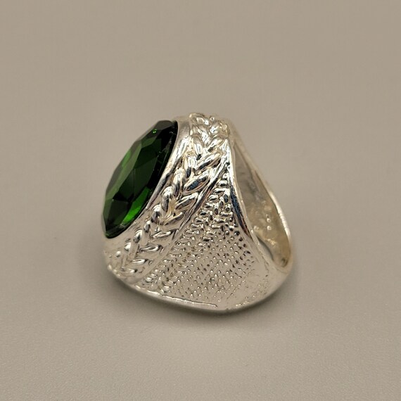 Emerald Green Statement Ring Rhinestone Faceted S… - image 4