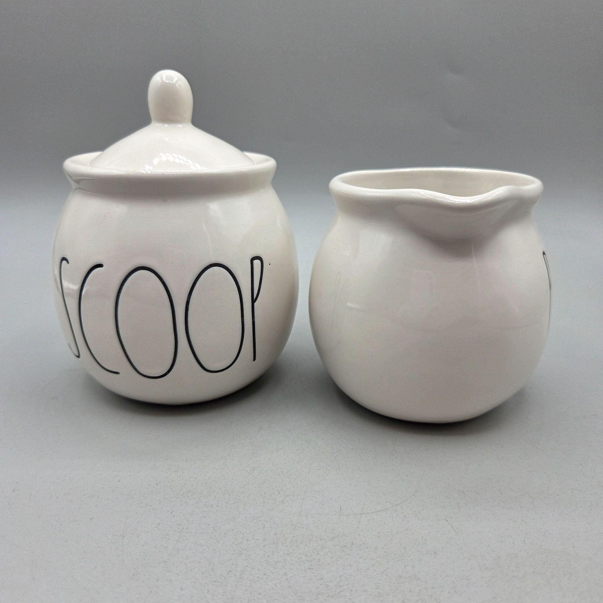 Rae Dunn Artisan Collection Covered Sugar Creamer Set SCOOP POUR
