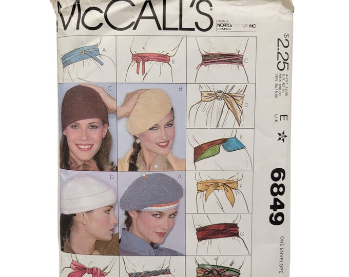 Mccalls 6849 Misses Hat and Belt Sewing Pattern Cut - Etsy