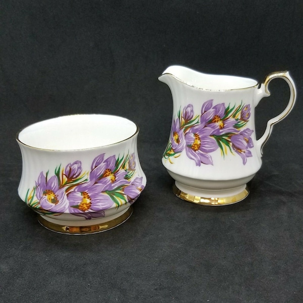 Royal Windsor Bone China England Prairie Crocus Sugar & Creamer Manitoba Flower