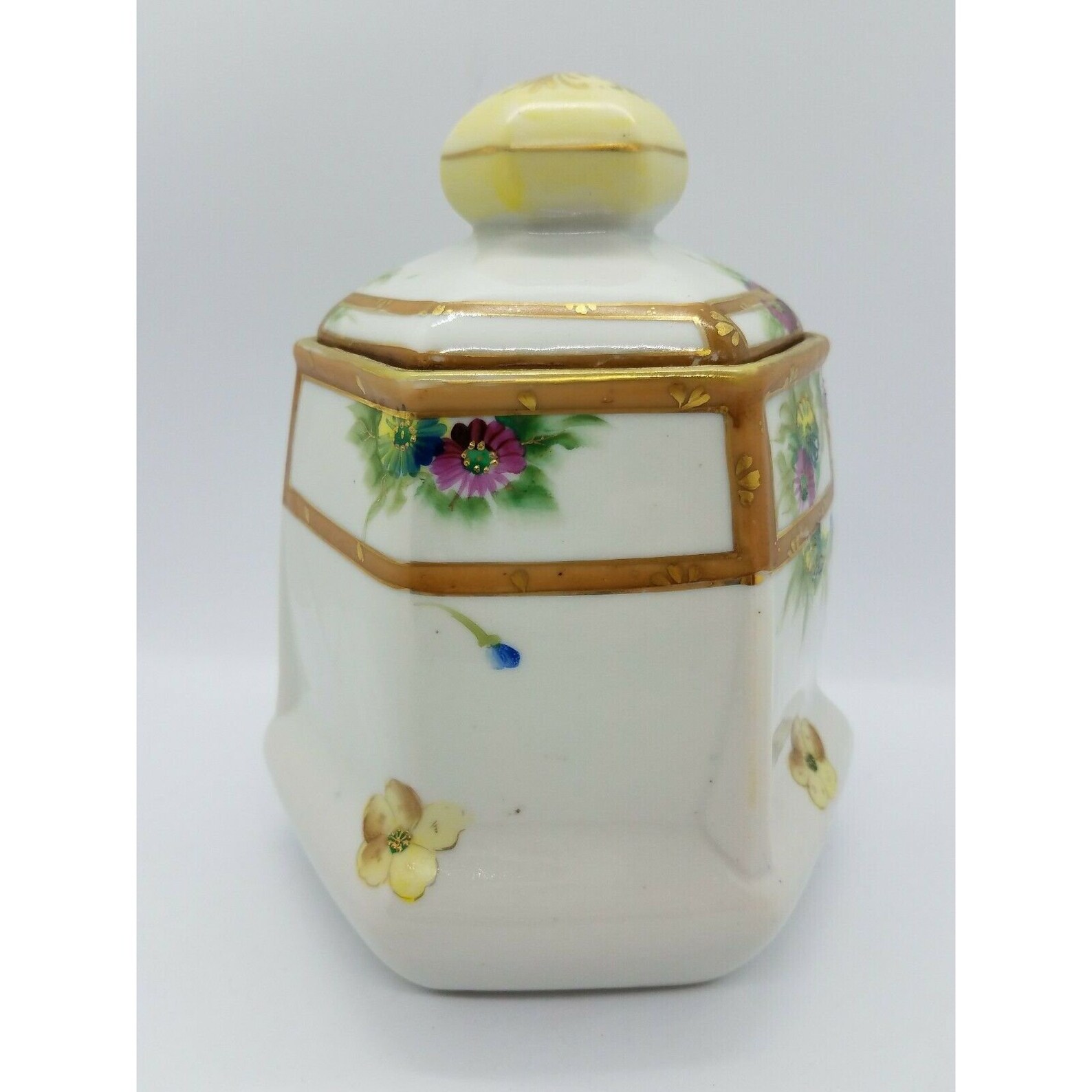 Antique Nippon Tobacco Jar Humidor Handpainted Gold Trim Etsy