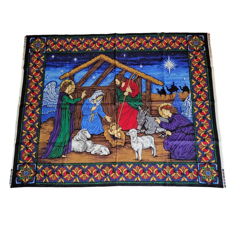 Panneau De Tissu De Noël "Peace On Earth" - Crèche - VIP Cranston Print Works - Coton 100% - Neuf