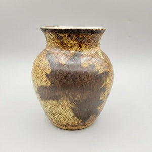 Stoneware Vase Studio Art Pottery Boho Mid Century MCM Style Signed 5.25&quot;