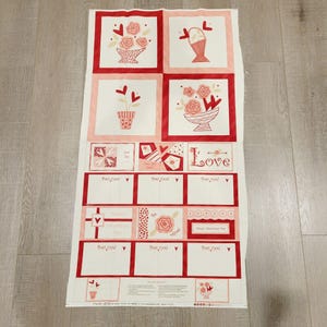 Panneau de tissu pour carte postale Hearts Aflutter Love 24 x 44 Saint Valentin Sandy Gervais