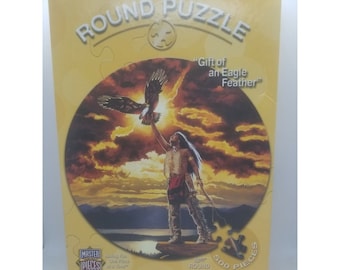 Round Puzzle Master Pieces Gift Of An Eagle Feather Jigsaw Puzzle 500 Pc.