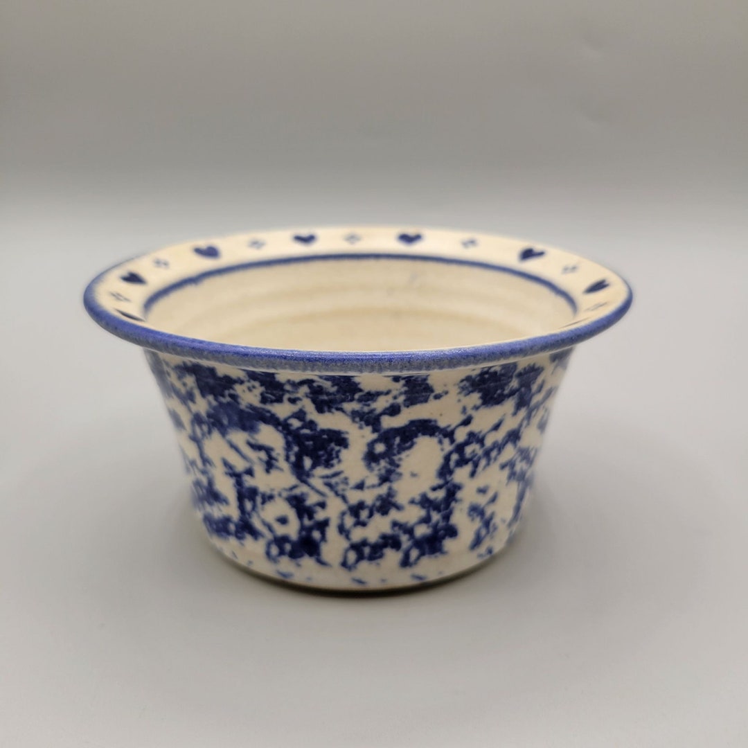 Gregoire Blue Spongeware Stoneware Bowl Wheel Thrown Pottery Farmhouse ...