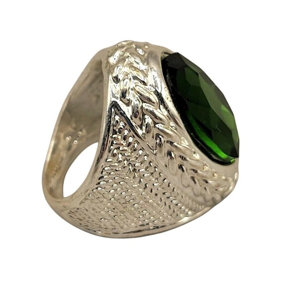Emerald Green Statement Ring Rhinestone Faceted S… - image 2