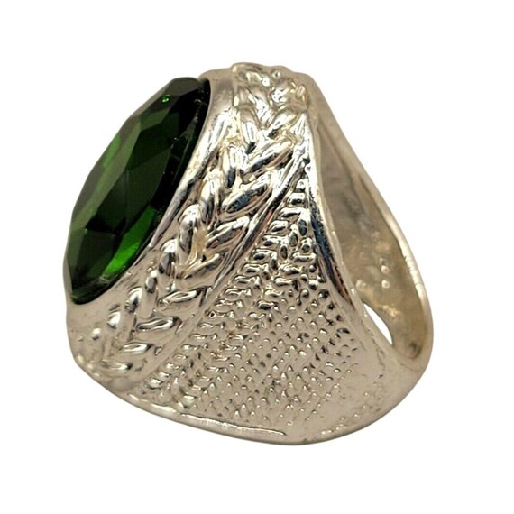 Emerald Green Statement Ring Rhinestone Faceted S… - image 4