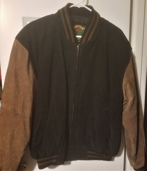 G-III Global Identity Bomber Flight Suede Leather Jacket Coat Baseball Men's L