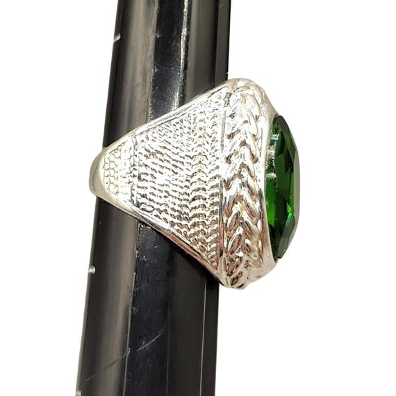 Emerald Green Statement Ring Rhinestone Faceted S… - image 9