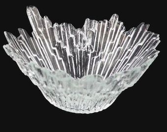 1960s Humppila Lasi Northern Lights Revontulet Glass Ice Bowl Finland