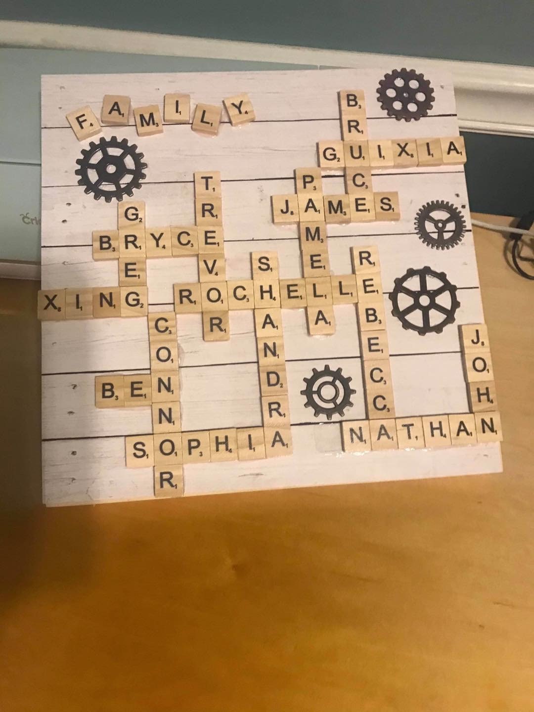 Scrabble board with family names Etsy