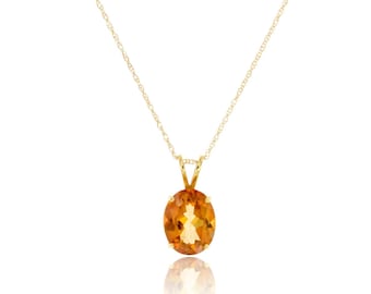 14k Yellow Gold Necklace,, Solitaire Color Coated Mystic Topaz Oval, For Women 18 Inch Chain