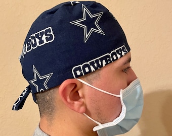 Dallas Cowboys Herren Scrub Cap, NFL chirurgischer Hut für Männer, Nurse Bonnet Cowboys, Skull Caps für Ärzte, Food-Service, Chemo Cap Cowboys CST