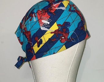 Mens Surgical Scrub Cap| Spiderman Skullcap for Men| Superhero Nurse Bonnet| Surgeon's Hat