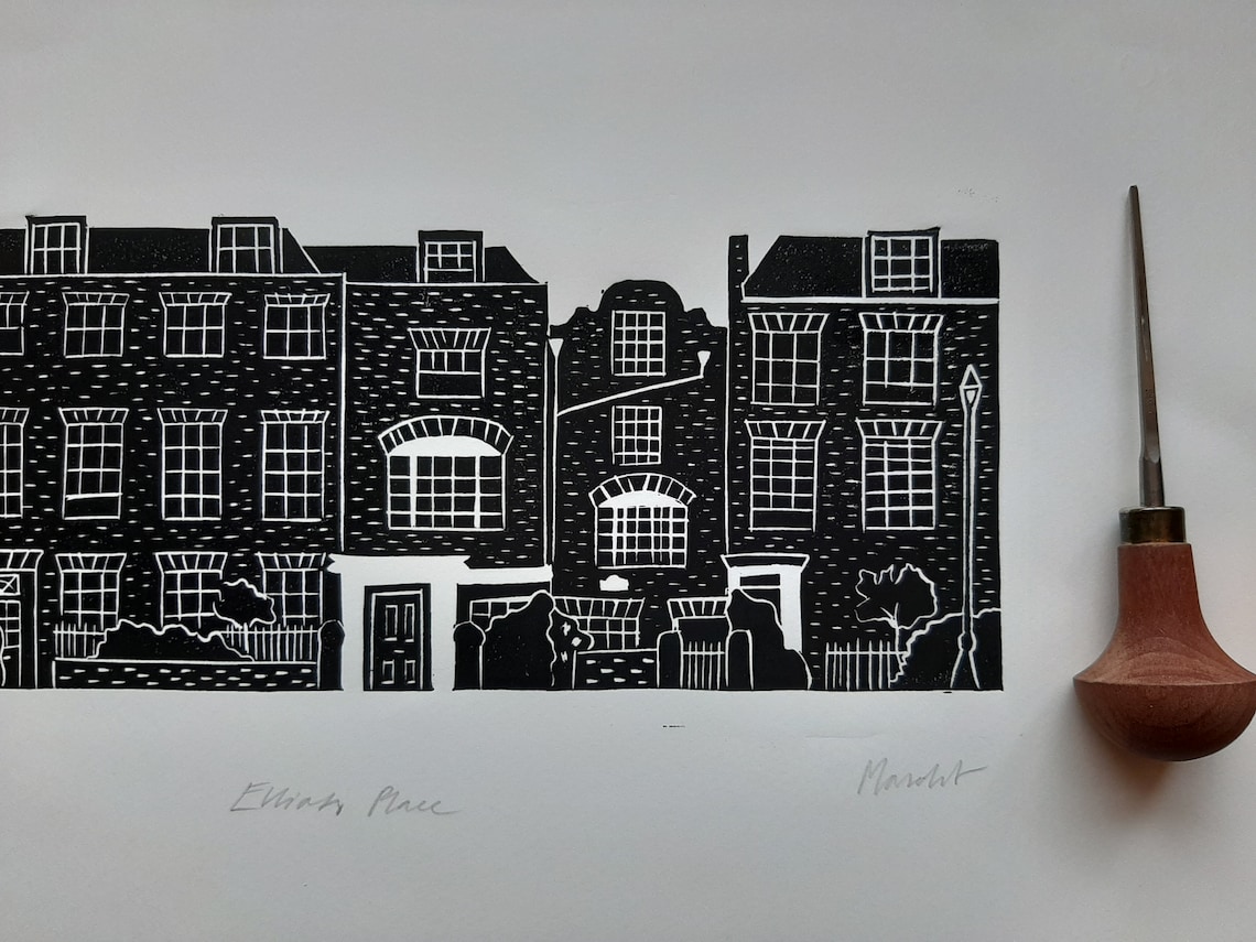 Eliot Place Blackheath Lino Cut Print par Masolitt Print Etsy