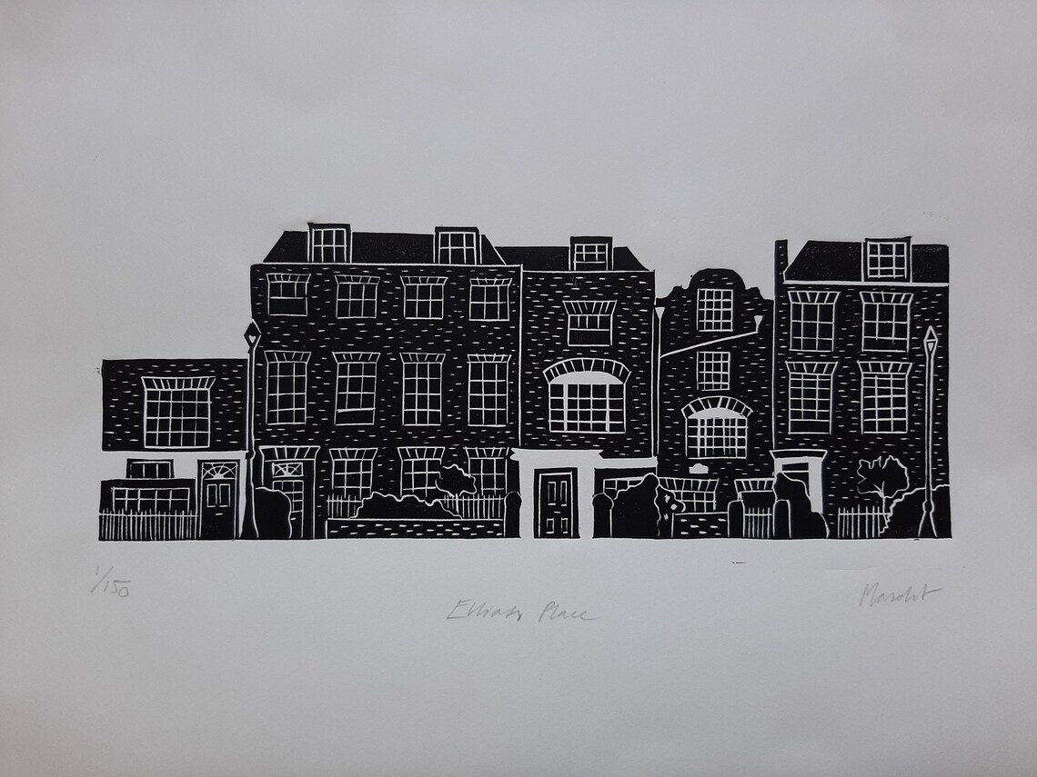 Eliot Place Blackheath Lino Cut Print par Masolitt Print Etsy