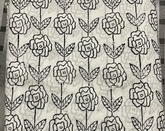Black and white Fabric Indian Block Print, indian cotton, Hand stamped printing, by the yard, Indian Fabric, Peace Block Print Fabric,