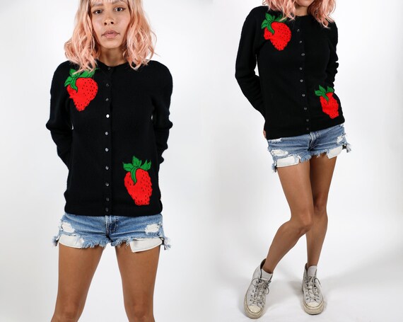 1950s Rockabilly, Retro, Strawberry Appliqué Sweat