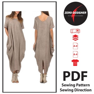 Dress Sewing Pattern For Boho Style Long Dress Sewing Pattern for Beginners Printable PDF Sewing Pattern