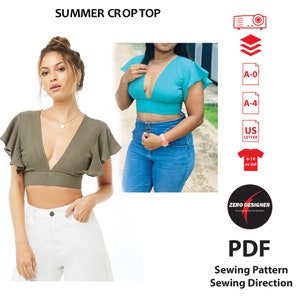 Women’s Summer Crop Top PDF Sewing Pattern | Beginner sewing | PDF download | Sundress Patterns | Digital Downloadable