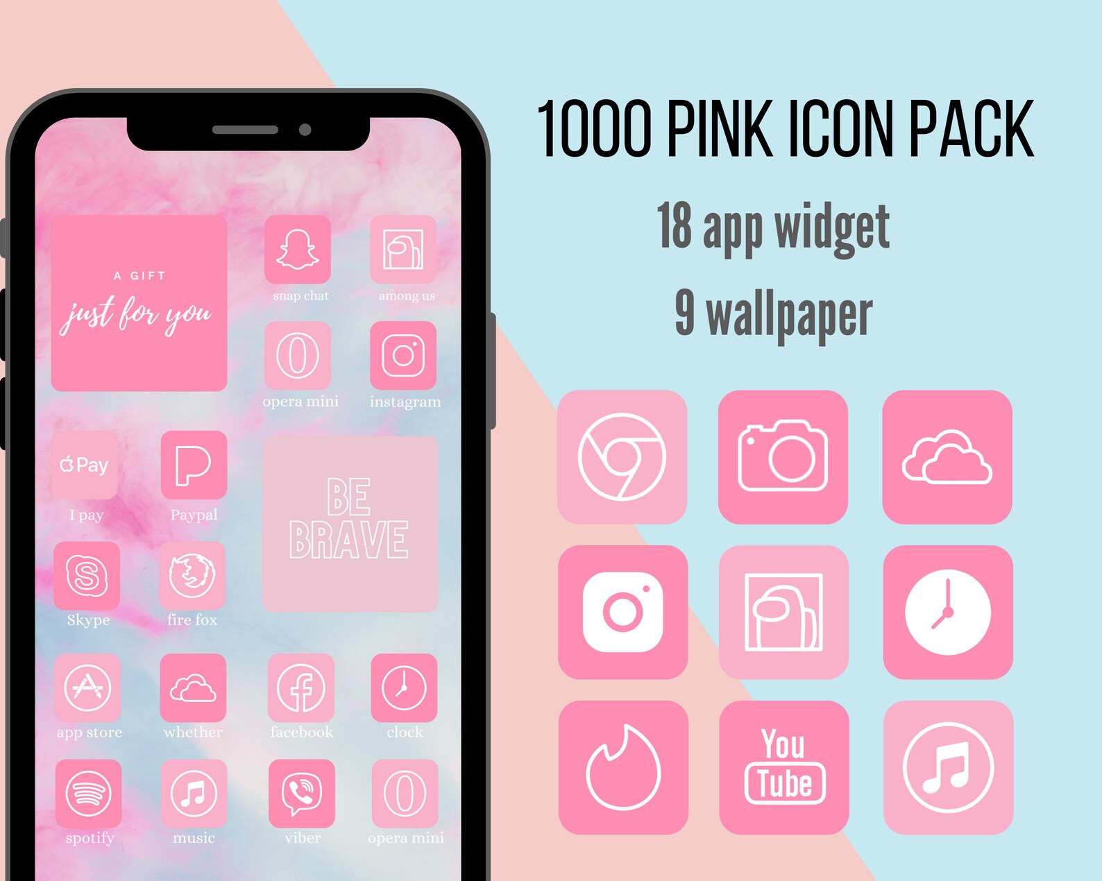 1000 Pink Ios Icon IOS 14 Ios 14 Aesthetic iPhone App Icons iPhone Home Screen Ios 14 App Icon
