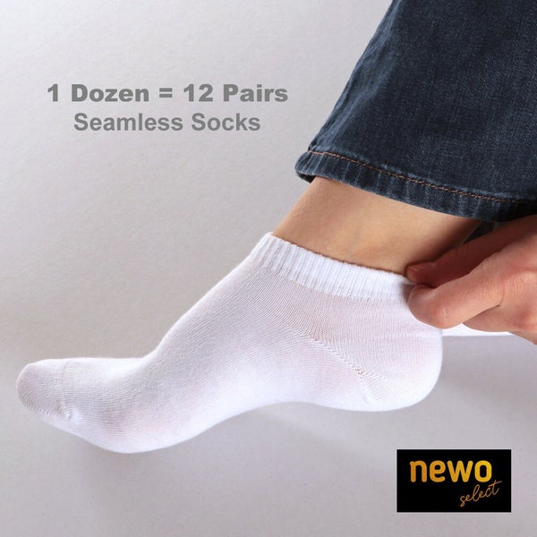 Newo SELECT - Seamless Socks Ankle Low-Cut for Men & Women Pack of 12 pairs (1 dozen) - 24 Pieces WITH Mesh LAUNDRY Bag 10x10 inch