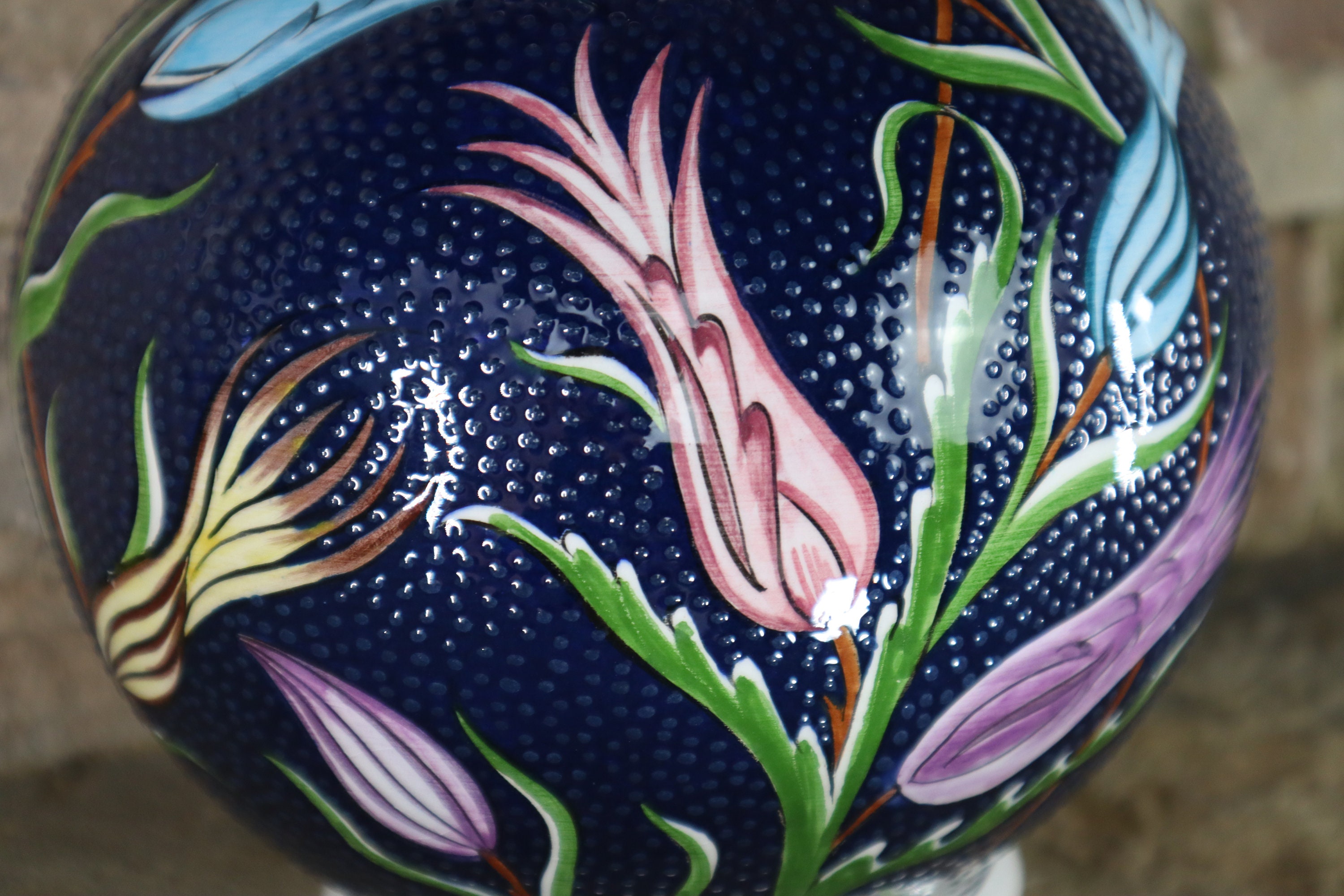 陶器 二重ボトル 花模様 Handmade Turkish Ceramic Classic Iznik Colorful Tulips