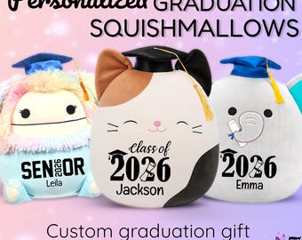12" Personalized Graduation Squishmallow, Stuffed Animal, Gift for Grad, Custom Plush, Class of 2026, Preschool, College, Highschool, Pre-k