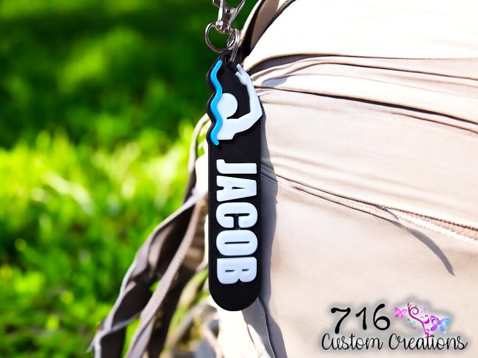 Personalized Swim Keychain, Custom Name Keyring, Swim Team Bag Tag ...