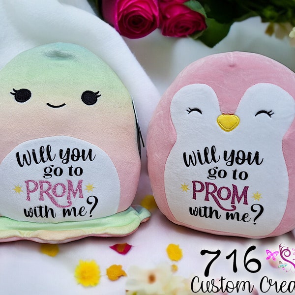 7.5" Personalized Prom Squishmallow, Prom Gift, Promposal, Stuffed Animal, Custom Plush, Highschool Dance, Girlfriend, Boyfriend, Prom Date